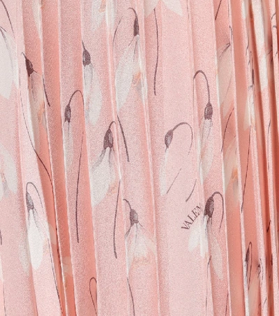 Shop Valentino Pleated Silk Midi Skirt In Pink