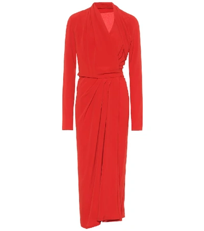 Shop Rick Owens Silk-blend Crêpe Wrap Dress In Red