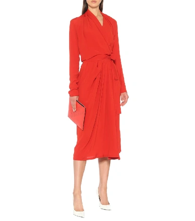 Shop Rick Owens Silk-blend Crêpe Wrap Dress In Red