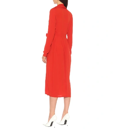 Shop Rick Owens Silk-blend Crêpe Wrap Dress In Red