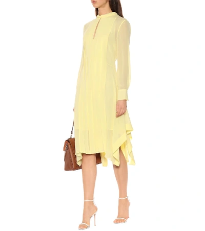 Shop Chloé Silk Crêpe Midi Dress In Yellow