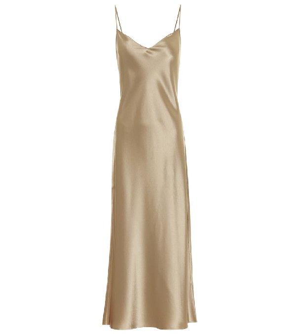 gold silk slip dress