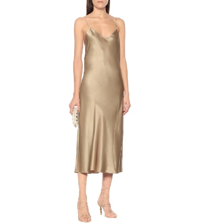 Shop Polo Ralph Lauren Satin Slip Dress In Gold