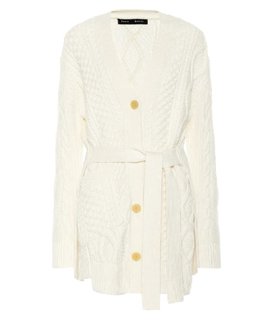 Shop Proenza Schouler Cable-knit Wool Cardigan In White