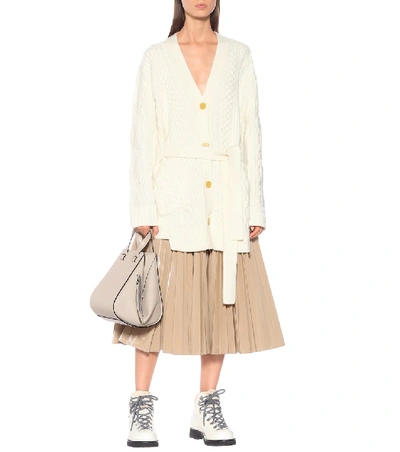 Shop Proenza Schouler Cable-knit Wool Cardigan In White