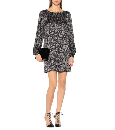 Shop Equipment Leopard Silk Tunic Dress In Grey
