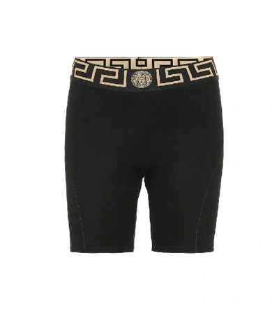 Shop Versace Technical Biker Shorts In Black
