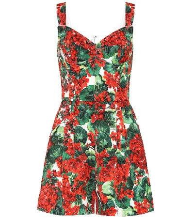 Shop Dolce & Gabbana Floral Jacquard Playsuit In Red