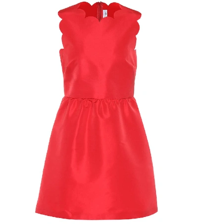 Shop Red Valentino Scalloped Satin Dress In Red