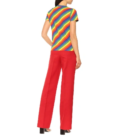Shop Balenciaga Striped Stretch Cotton T-shirt In Multicoloured