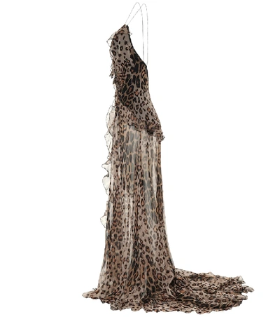 Shop Etro Leopard-print Silk Crêpe De Chine Gown In Beige