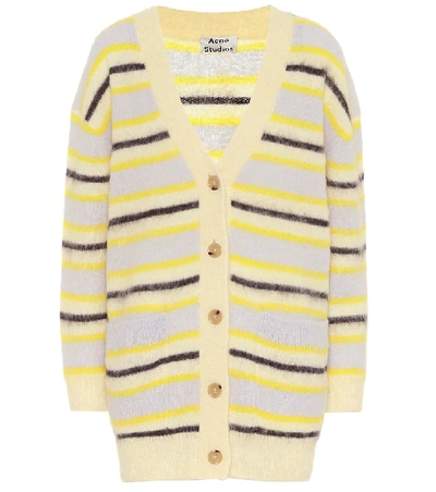 Shop Acne Studios Striped Wool-blend Cardigan In Yellow