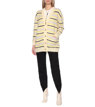 Shop Acne Studios Striped Wool-blend Cardigan In Yellow