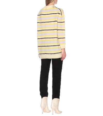 Shop Acne Studios Striped Wool-blend Cardigan In Yellow