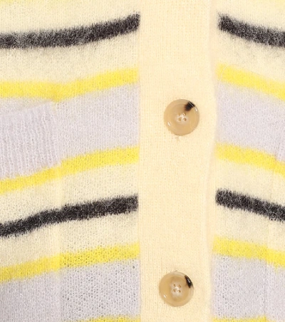 Shop Acne Studios Striped Wool-blend Cardigan In Yellow