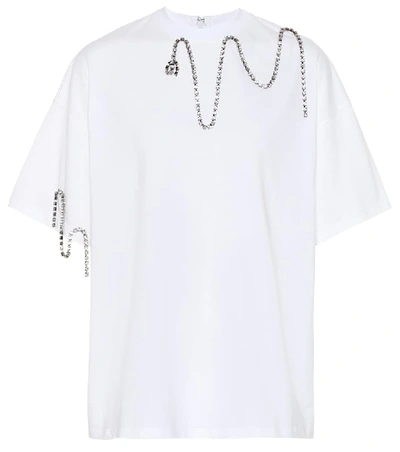 Shop Christopher Kane Embellished Cotton T-shirt In White