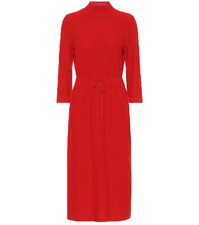 Shop A.p.c. Vivianne Merino Wool Midi Dress In Red