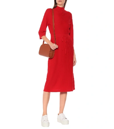 Shop Apc Vivianne Merino Wool Midi Dress In Red