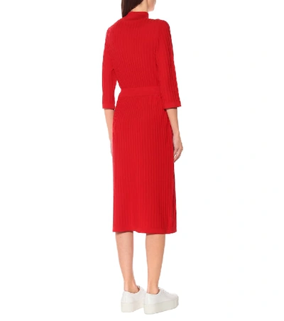 Shop A.p.c. Vivianne Merino Wool Midi Dress In Red