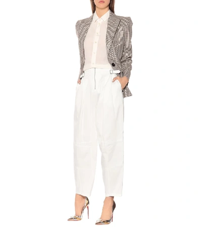 Shop Givenchy High-waisted Cotton Pants In White