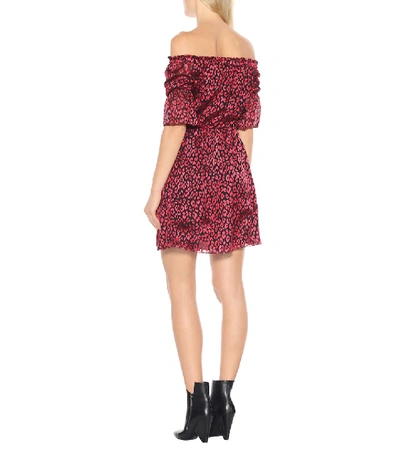 Shop Saint Laurent Leopard Silk-blend Minidress In Red
