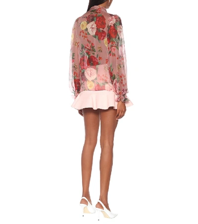 Shop Dolce & Gabbana Floral Silk-chiffon Blouse In Pink
