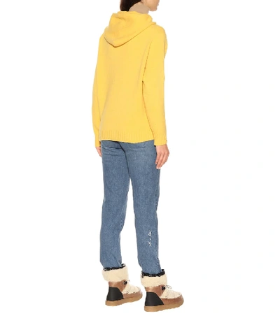 Shop Moncler Wool And Cashmere-blend Hoodie In Yellow