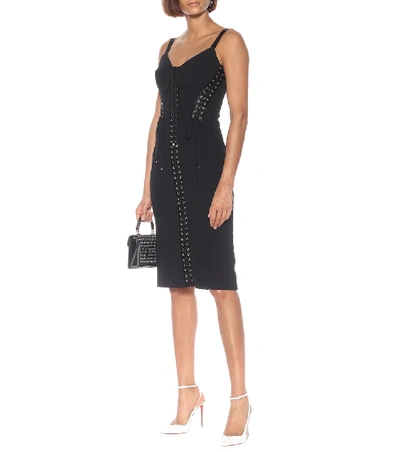 Shop Dolce & Gabbana Embellished Cady Midi Dress In Black