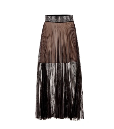 Shop Christopher Kane Embellished Tulle Skirt In Black