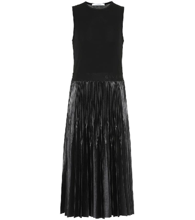 Shop Givenchy Pleated Midi Dress In Black