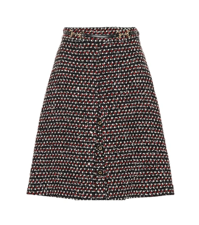 Shop Gucci Sequined Tweed Skirt In Multicoloured