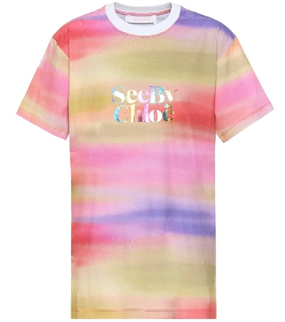 Shop See By Chloé Sunset Logo Cotton T-shirt In Multicoloured