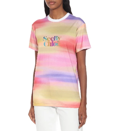 Shop See By Chloé Sunset Logo Cotton T-shirt In Multicoloured