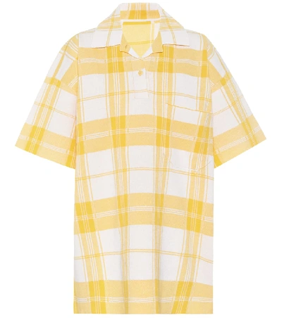 Shop Jacquemus Le Polo Torchon Checked Polo Shirt In Yellow