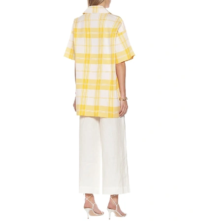 Shop Jacquemus Le Polo Torchon Checked Polo Shirt In Yellow