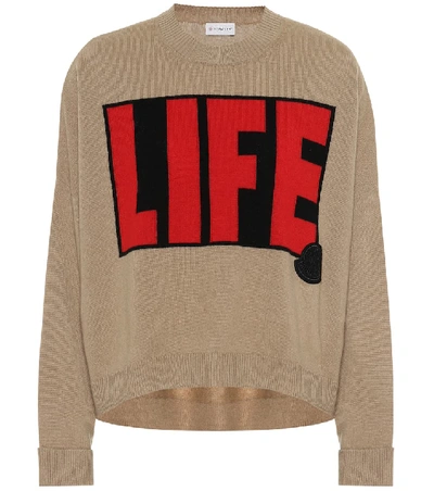 Shop Moncler Wool And Cashmere Sweater In Beige