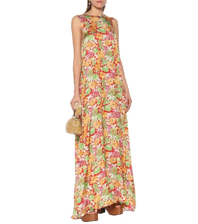 Plan C Floral Print Maxi Dress In Multicoloured
