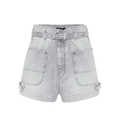 Shop Isabel Marant Kike Denim Shorts In Grey