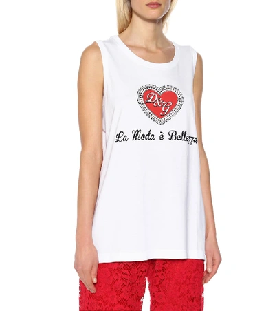 Shop Dolce & Gabbana Printed Cotton Tank Top In White