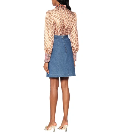 Shop Gucci Denim Midi Skirt In Blue