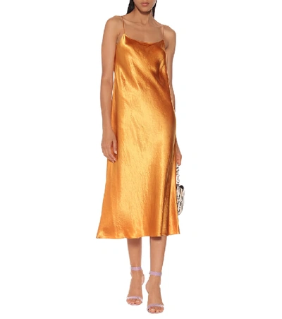 Shop Vince Satin Slip Dress In Orange