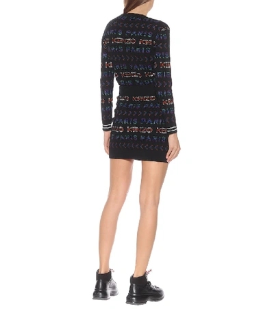 Shop Kenzo Intarsia Wool-blend Skirt In Black