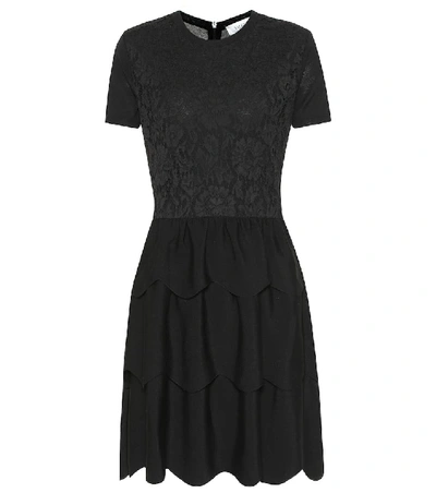 Shop Valentino Wool And Cotton-blend Dress In Black