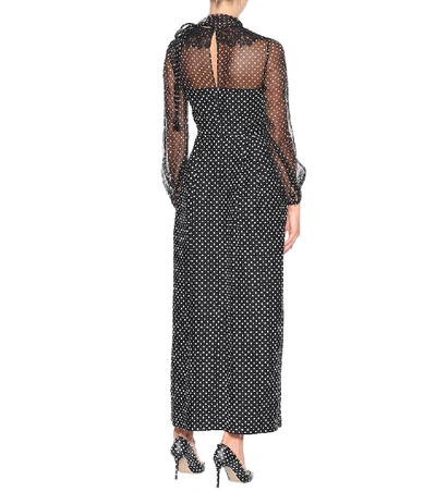 Shop Valentino Polka-dot Wool And Silk Dress In Black