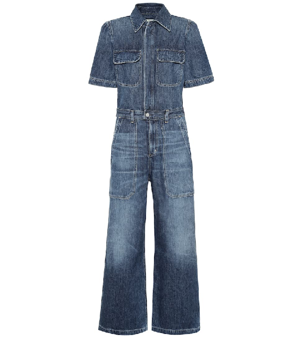 flared denim jumpsuit
