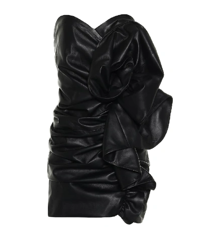 Shop Alexandre Vauthier Strapless Leather Minidress In Black