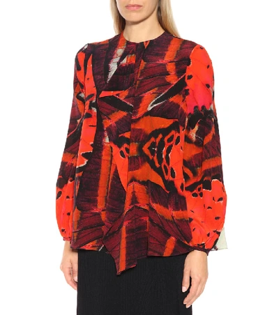 Shop Alexander Mcqueen Printed Silk Blouse In Red