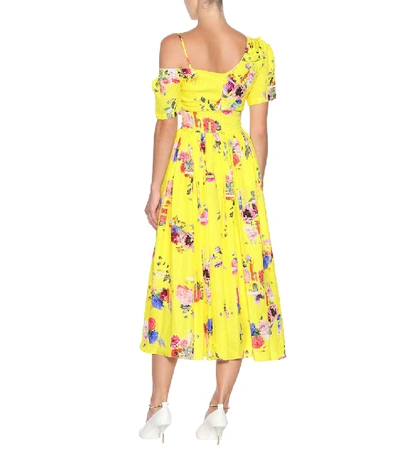 Shop Preen By Thornton Bregazzi Domino Silk-blend Dress In Yellow