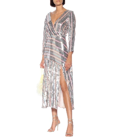 Shop Rixo London Tyra Sequined Wrap Dress In Metallic