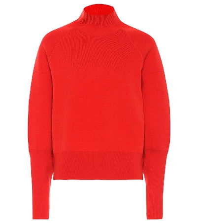 Shop Acne Studios Turtleneck Wool-blend Sweater In Red